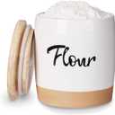 LEETOYI Ceramic Food Storage Containers with Lid,Modern Farmhouse Kitchen Decor, Countertop Food Storage Caddy Organizer, 33oz (Labeled Flour)