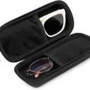 Double Eyeglasses Case Hard Shell Dual Sunglasses Organizer with Zipper Closure Travel Eyewear Storage for Vehicle (Black)