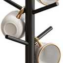 GHWIE Coffee Mug Holder Tree with 6 Hooks,Cup Rack Holder for Counter Cup Hanger Countertop Home Storage,Black