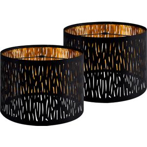 GO&SO Black Lamp Shades For Table Lamps Set of 2, 13" Top x 13" Bottom x 10" High(Spider), Industrial Etching Vertical Stripe Medium Drum Shade, Replacement Living Room Floor Shades, Assembly Required