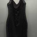 CHICME Women's Elegant Sleeveless Rhinestone Bodycon Midi Dress Square Neck Sparkly Cocktail Party Clubwear Dress (Large, Black)