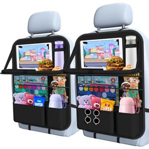 Car Backseat Organizer with Tray, Tablet Holder for Kids Road Trip, 1 pack