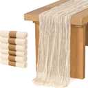 Ling's moment 6 Pack Ivory Cheesecloth Table Runner Beige Cream White Gauze Sheer Table Runner for Wedding Party Bridal Shower(Ivory, 10ft x 35")