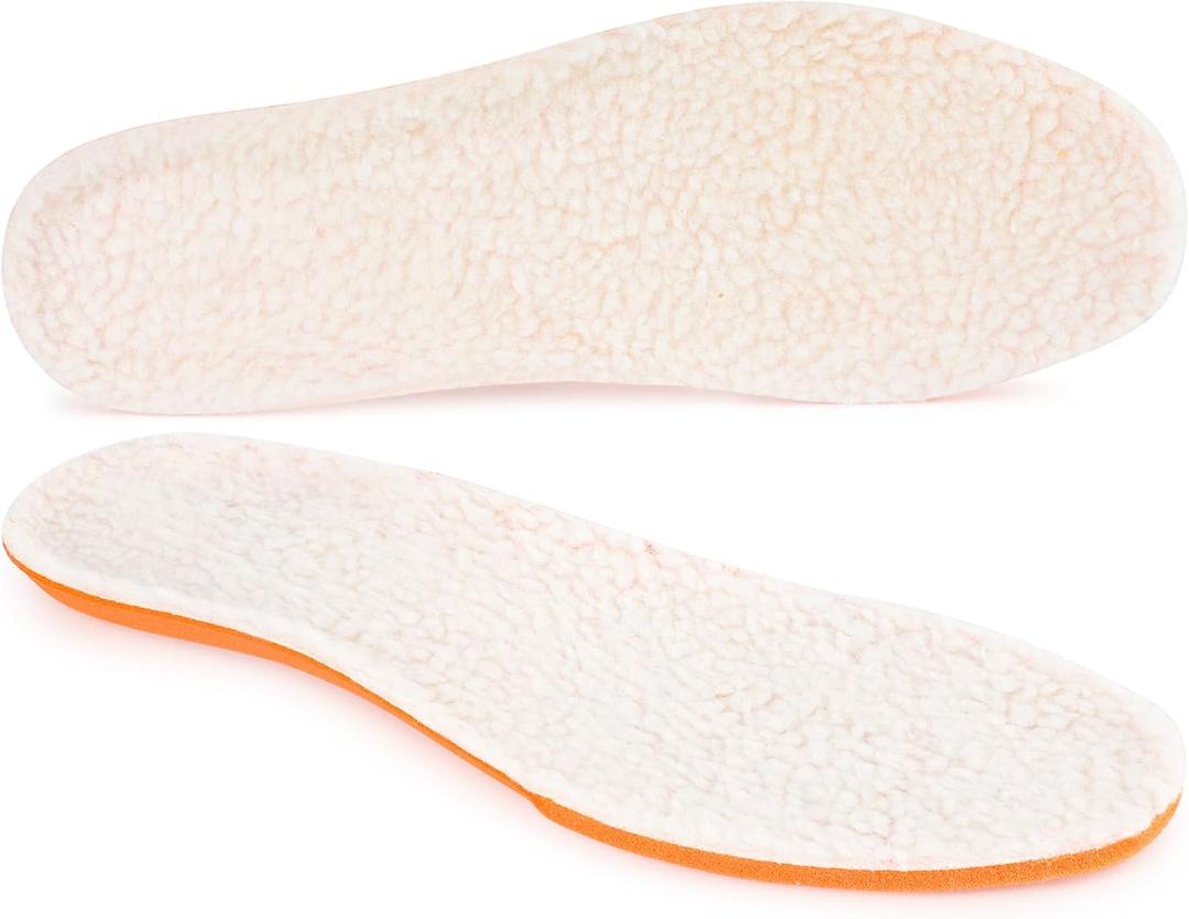 Riemot Lamb's Wool Insoles - Fall and Winter Warm Shoe Inserts for Sneakers, Work Shoes, Hiking Boots - Breathable, Comfortable, Replaceable Sole for Women/Men - White US7