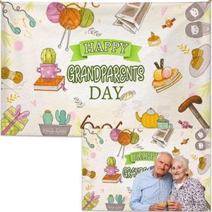 Happy Grandparents Day Backdrop Best Grandparents Ever Banner Decorations Grandparents School Event Retirements Love Grandma and Grandpa Family Gatherings Holiday Party Decoration 70.8x43.3inch (6x3.6ft)