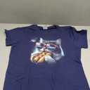 Cat Eating Funny Hot-Dog in Space Kit-Ty Gal-Axy Mens Womens T-Shirt L, Royal Blue