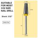 5-IN-1 Tungsten Carbide Bit,Tapered Barrel Electronic Nail Drill Bit for Acrylic Gel Nails Dual Nail Form Remove,3/32 Diameter Nail Bit for E-File Nail Drill(Extra-Fine)