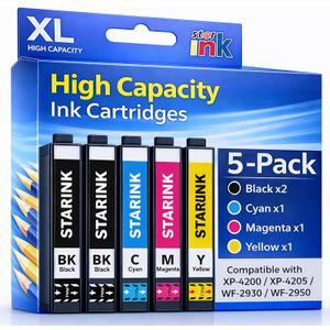 Starink Remanufactured Replacement for Epson 232XL 232 Ink Cartridges Combo Pack Compatible with Epson Workforce WF-2930, WF-2950, Expression XP-4200, XP-4205 Ink Printer, 5 Pack, BKCMY