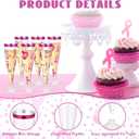 Honeydak 36 Pcs Breast Cancer Awareness Party Cups with 7 Pink Ribbon Heart Sticker 4.5 oz Plastic Disposable Champagne Flutes Breast Cancer Party Supplies Favors Clear Toasting Wine Glass for Women