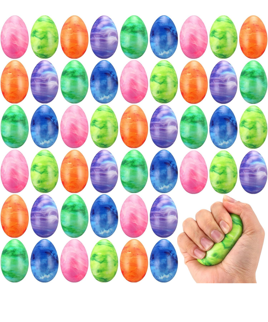 48 Pcs Easter Eggs Stress Balls Squeeze Easter Eggs Toy Slow Rising Stress Relief Easter Eggs Bulk for Easter Egg Hunt, Easter Theme Party Favor, Basket Stuffers Fillers, Easter Gifts