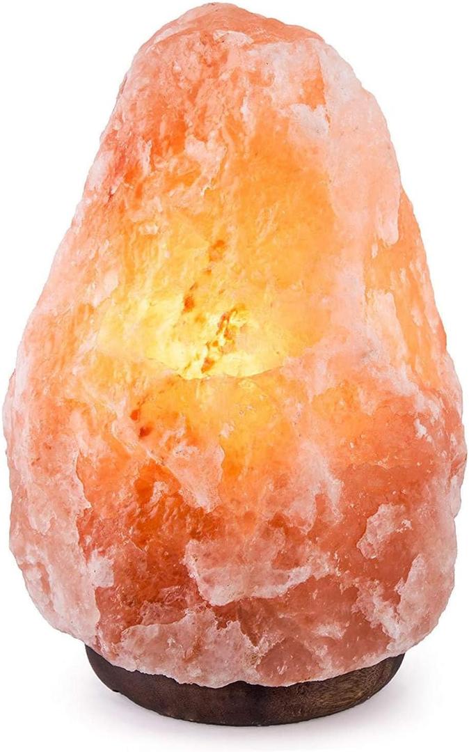 Needs&Gifts Himalayan Salt Lamp with Natural Himalayan Crystal Rock, Hand Crafted Wooden Base from Foothills of The Himalayas, Home Decor, Night Light & Gifts (7-11LB)