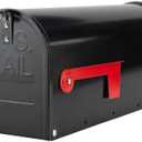 RAINHOL Black Metal Mailboxes for Outside Post Mount, Standard Mail Box, Galvanized Steel Heavy Duty Mailbox, Medium Capacity, 19 x 8.7 x 6.7 inches