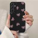 Pink Bow Phone Case for Samsung Galaxy A35 5G Case Cute Ribbon Bowknot Pattern Aesthetic Funda,Raised Bumper Shockproof Silicone TPU Cover for Women Girls for Samsung A35 6.6 Inch