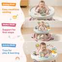 Baby Walker with Wheels, Foldable Baby Walker for Baby 6-12 Months, 3-Position Rotating Seat with Interactive Activity Center, Music Buttons, Baby Walkers for Boys Girls(Pink)