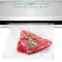 NutriChef Vacuum Sealer Machine  Compact Silver Vacuum Sealing System with Dry & Moist Modes, LED Indicators, Starter Kit & Extra Bags  Ideal for Food Preservation, Meal Prep & Sous Vide Cooking (6.1 x 14.2 x 3 inches, Black/Silver/White)