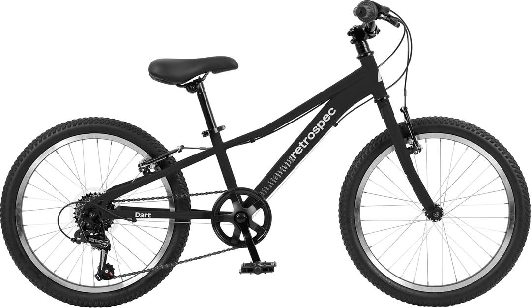 Retrospec Dart Kids Bike - 7-Speed Hybrid Bicycle for Ages 6-11  All-Season Tires & Shock Absorption - Adjustable Height Youth Bike with V-Brakes & Smooth Gear Shifting, 20
