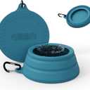 OHMO Spill Proof Collapsible Dog Water Bowl 24oz for Cars, No Splash Portable Bowls for Dog Travel, Pet Essentials for Road Trips, Cat Travel Accessories (Peacock Blue)