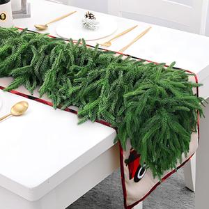 9 FT Realistic-Feel PE Norfolk Pine Christmas Garland Real Touch Christmas Artificial Greenery Garlands Decoration for Winter Mantle Fireplace Table Xmas Decor