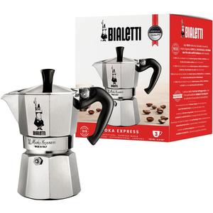 Moka Express: Iconic Stovetop Espresso Maker, Makes Real Italian Coffee, Moka Pot 3 Cups (4.4 Oz - 130 Ml) , Aluminium, Silver