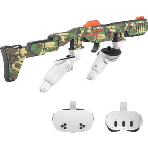 VR Handle Attachment Compatible with Meta Quest 3S/3S Xbox Edition, Weighted Gunstock Grip Enhance FPS Game Experience Holding Feel, Ideal Gift for Birthday and Christmas(Camouflage)