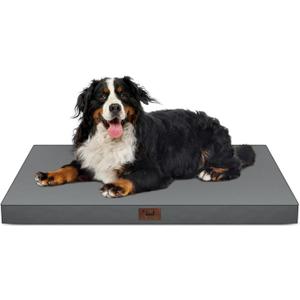 Outdoor Extra Large Dog Crate Bed, XXL Waterproof Dog Bed for Giant Breeds Dogs, 47x29 Inch Orthopedic Egg Crate Foam Pet Mat with Removable Cooling Cover, Grey