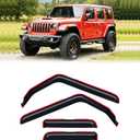 in-Channel Rain Guards for Jeep Wrangler JL 2018-2026/ Jeep Gladiator 2020-2026, Window Visor Shields Vent Deflector Shade Wind Dark Smoke 2019 2021 2022 2023 2024 2025, Tape-On Outside-Mount, 4PCS