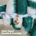 FUTEI Pack of 2 Faux Fur Throw Pillow Covers 12x20 Inch, Green White | Double-Sided Tie Dye Faux Rabbit Fur Striped,Hidden Zipper,Machine Washable,Non-Shedding,Colorfast,Insert Not Included.