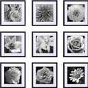 eletecpro 16x16 Picture Frames Set of 9 Classic Gallery Wall Frame Set, Displays 12x12 or 16x16 without Mat, Black Picture Frames Collage Wall Decor, Big Frames for Home Decor