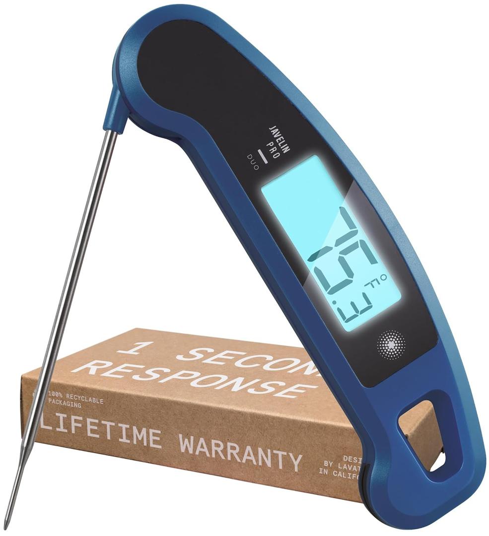 Lavatools Javelin PRO Duo Ultra-Fast 1-Second Professional Digital Instant Read Meat Thermometer for Grill and Cooking, Auto-Rotating Backlit Display, IP65 Water Resistant, NSF Certified  Maize (Maize)