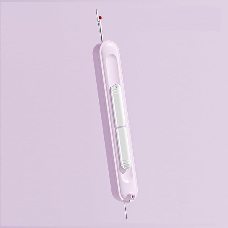 2 in 1 Automatic Needle Threaders Seam Ripper, Quick Sewing Machine Multifunctional Sewing Tool Stretchable Remover Tool for Hand Sewing, Knitting, Cross Stitch, Embroidery, Thread Removal (Purple)