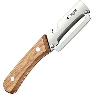 Vegetable Peeler, Stainless Steel Wooden Handle for Fruit, Potato | Multifunctional, Zero-Snag Flex, Built-in Bottle Opener, Ergonomic Nonslip Right Grip, Heavy Duty Veggie Apple Kitchen Tool