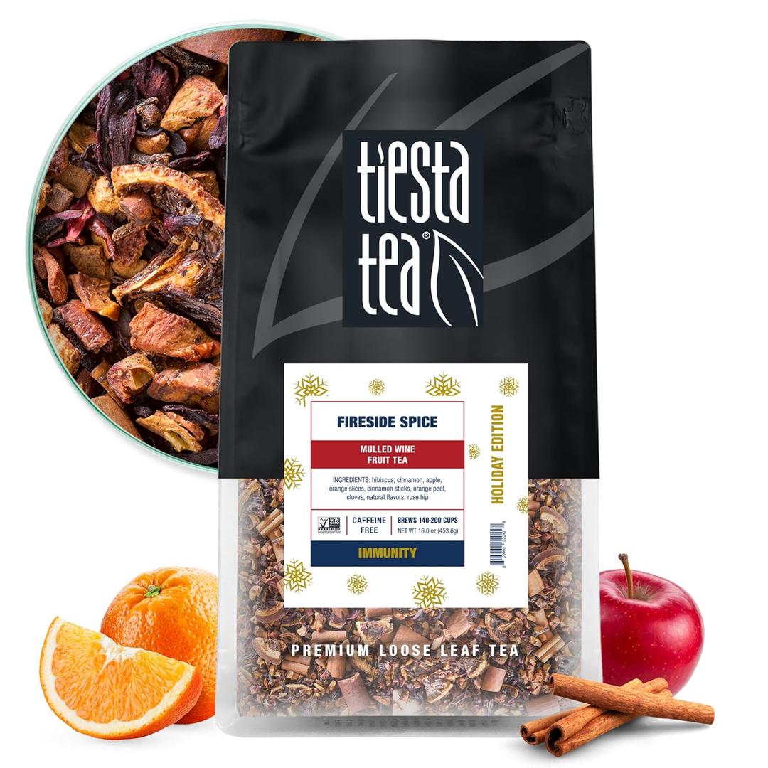Tiesta Tea Fireside Spice Mulled Wine Herbal Tea Loose Leaf Tea Blend 16oz (EXP 04/23/26)