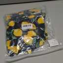 Romanstii Women Casual V-Neck T-Shirts Loose Puff Short Sleeve Tops Tunic Blouses L, Black & Lemon Pattern