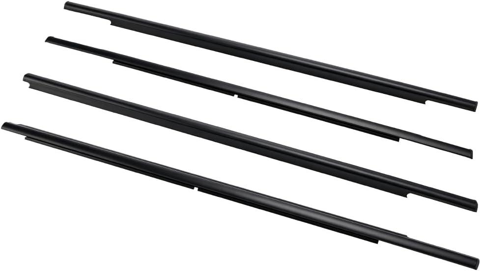 4Pcs Car Outside Window Weatherstrip Seal Belt Moulding Trim fits for Mitsubishi Outlander 2006-2012, Black, Waterproof, Dust & Wind Protection, Easy Snap-On Install