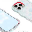 Aitipy for iPhone 13 Pro Max Case, Wavy Frame Cute Ribbon Bowknot Pattern Aesthetic Transparent Back Soft TPU Shockproof Phone Case for Women Girls, Blue