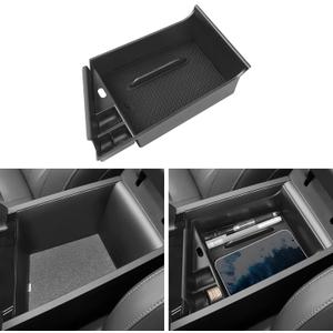 YOJOJOCO Center Console Organizer Compatible with Hyundai Elantra 2025 2024 2023 2022 2021 Accessories Black ABS Plastic Material Armrest Secondary Storage Box (NOT Fit Manual Hand Break Models)