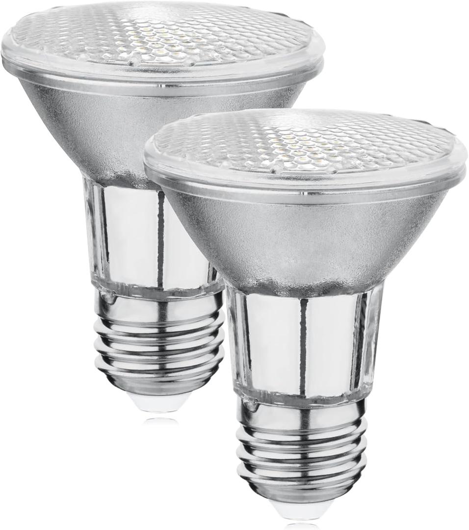 PAR20 7W LED Range Hood Light,E26 120V Dimmable Warm White 595lm, Waterproof IP65, Replacement 50W Halogen Cup. Spot Bulbs for Kitchen Appliances, Track Lighting, Outdoor Landscaping 2 Pack