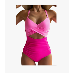 Eomenie Women's One Piece Swimsuits Tummy Control Cutout High Waisted Bathing Suit Wrap Tie Back 1 Piece Swimsuit XL