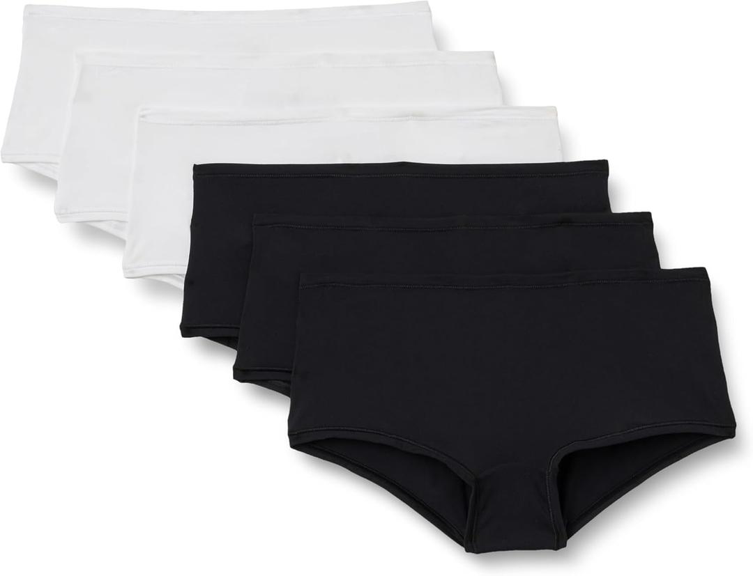 Amazon Essentials Women's Peached Microfiber Boyshort Panties, Pack of 6 (XXL)