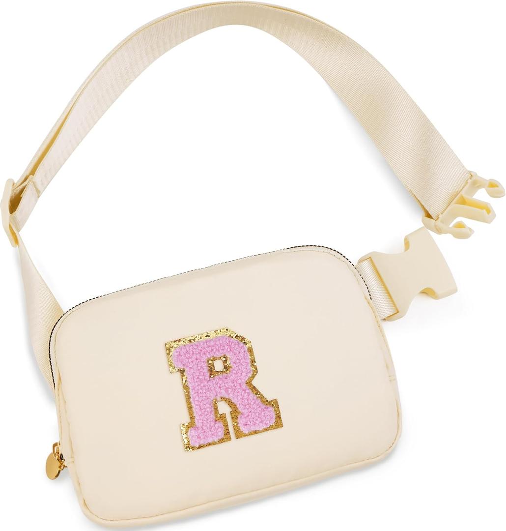 2 x Uygafly Birthday Gifts for 4 5 6 7 8 9 10 11 12 13 Year Old Girl,Gift for Teen Girls Kids Toddler,Personalized Initial Fanny Pack Purse Crossbody Bag Belt Bag Cute Trendy Stuff | Khaki,R
