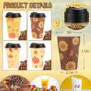 Zopeal 100 Pieces Thanksgiving 12 oz Disposable Coffee Cups with Lids Paper Hot Cup 4 Fall Design Patterns Cute Cups for Hot Tea Beverage Water Juice Dinner Wedding Event Holiday Decoration