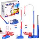 Exergoo 4-in-1 T Ball Set- Height Adjustable Tee Ball Set with 6 Baseballs, Kids Baseball Tee for 4-8,Indoor Outdoor Sports Toys for Boys Blue(Tball Bat/Batting Tee/Hanging Tee/Pitching Machine)