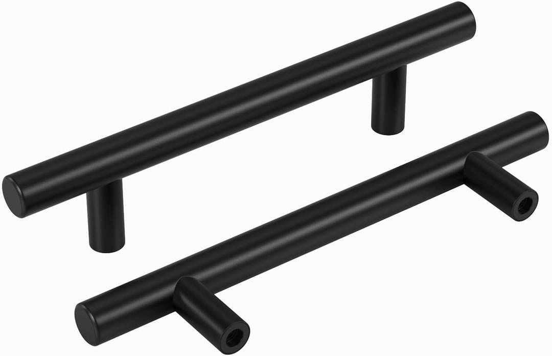 homdiy Black Cabinet Handles 20Pack 3-3/4inch Hole Center Kitchen Drawer Pulls and Knobs Stainless Steel Cabinet Hardware for Bathroom, Cupboard