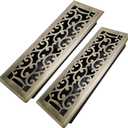 4x14 Inches 2 Pack Heavy Duty Walkable Floor Register - Easy Adjust Air Supply Lever Decorative Floor Vent Covers, Savannah Design Vent Covers for Home - Antique Brass