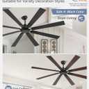 72 Inch Ceiling Fan No Light with Remote, Black Large Ceiling Fan Without Light with Quiet Reversible DC Motor, 6-Speeds, 8 Blades, Indoor/Outdoor Modern Ceiling Fans for Patios, Living Room, Garage