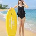 Girls' Bathing Suit High Waisted Ruffle 2 Piece Swimsuit Qick-Drying A-line Skirt Tankini Set Solid Black Size 8Y (Black)