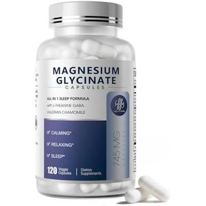 iMATCHME Magnesium Glycinate 850mg Capsules with L-Theanine, Chamomile & GABA for Sleep, Calmness, Muscle, Bone Health & Immune Support, Magnesium for Women and Men, Vegan, High-Absorption, 120 Count, Exp Date: 02/2028