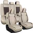 Seat Covers Full Set Fit for Nissan Rogue 2015-2026, Breathable and Comfortable Leather Car Seat Cover, Standard Waterproof Cushion Cover Auto Interior Accessories (Beige Brown)