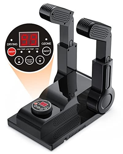 FORLIM [Upgraded Temperature Control] Boot Dryer for Work Boots - Shoe Dryer with 24-Hour Delay Timer, Portable Glove Dryer & Boot Warmer, Automatic Shut-Off Timer, Folding Design, Smart Panel, Black
