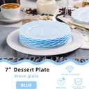 72 Pack Blue Plastic Plates, 7" Disposable Wave Edge Salad/Dessert Plates Elegant Heavy Duty Plate for Party, Wedding, Thanksgiving, Christmas
